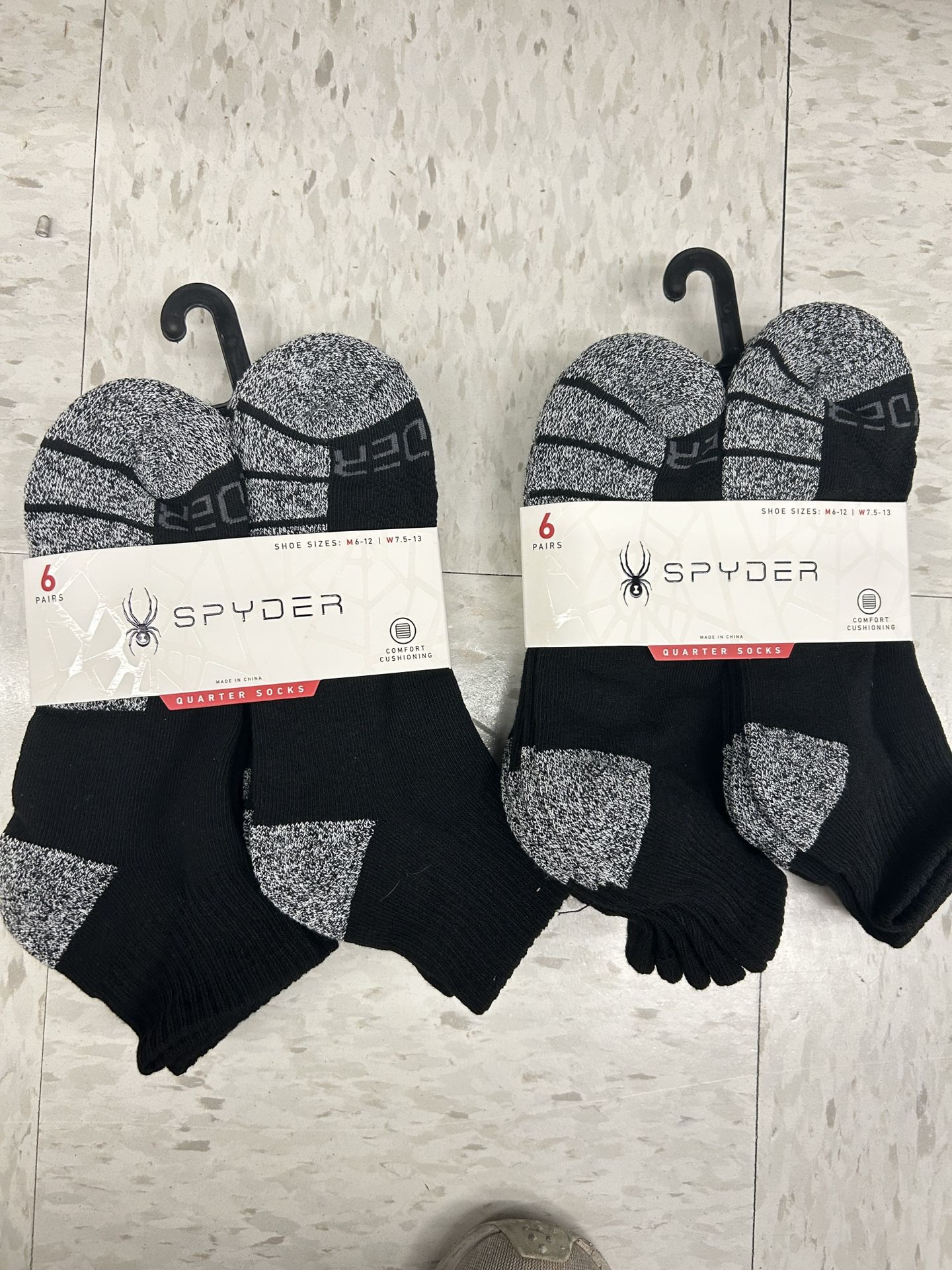 NWT Spyder Men's comfort cushioning quarter socks 12 Pairs