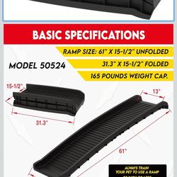 Portable Folding Pet Ramp, Black 61”x15”.    