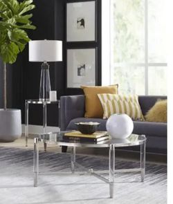 Round glass modern coffee table 40 inch