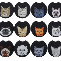 12 Pack Car Coasters for Cup Holders – Cute Absorbent Ceramic Car Accessories for Women Interior, Coaster Set for Drinks with Finger Notch, Stylish Cu