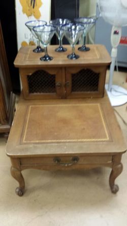 Vintage end table loaded with personality just needs some TLC