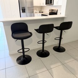 3 Modern Swivel Bar Chairs - Adjustable Height - Excellent Condition - $487 Retail