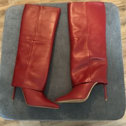 Women’s Steve Madden, Red, Stiletto Cuffed Tall Dress Boots Size 9