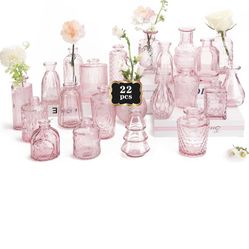 22 Pink Bud Vases