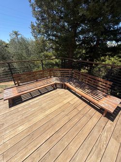 Teak Outdoor wood Corner Bench Set
