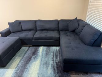Thomasville Sectional Sofa with Storage Ottoman