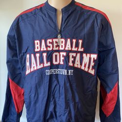 Men’s Large Baseball Hall Of Game Windbreaker Pullover Jacket 