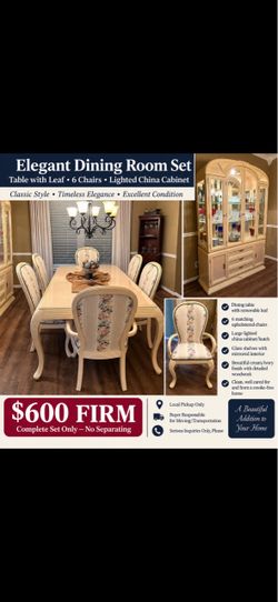 Formal Dining Room Table 6 Chairs China Hutch/cabinet