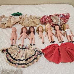 Antique Nancy Ann Story Book Bisque Doll Lot Of 7 + Clothes
