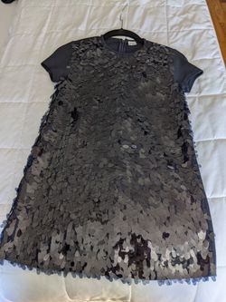 Girls Short Sleeve, Dark Blue Sequence Special Occasion Dress, Size 8 Years Old 