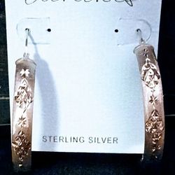 NWT STERLING SILVER DIAMOND-CUT HOOP EARRINGS BY ELEMENTS 