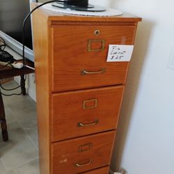 Wood Filing Cabinet. 4 Draw Unit