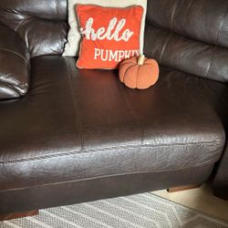 5 Pc Sectional Brown Top Grain Leather