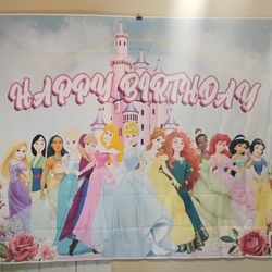 Princess Happy Birthday Backdrop 8 Ft x 5 Ft NEW 