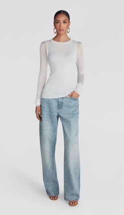 KBB by Kahlana Women's Long Sleeve 'The Layered Sheer Top' Ribbed Knit Medium