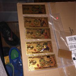 99.9% 24k Gold Plated Dragon Ball Z Collectable Bank Notes With Certificate Of Authenticity