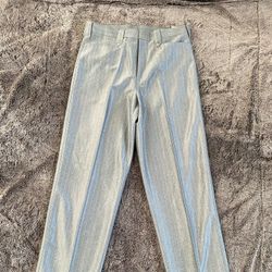 Mens FERNO Gray Snap Size 32 Polyester Vtg Pants Western Wear Rodeo