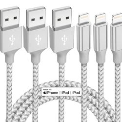 iPhone Charger 3 Pack 10 ft Apple MFi Certified Lightning Nylon Braided Cable Fast Charging Cord Compatible with iPhone 13 12 11 Pro Max XR XS X 8 7 6