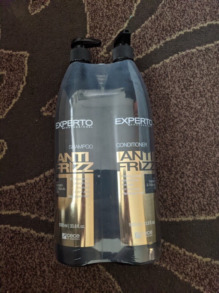 Experto Anti Frizz shampoo (1000ml) & conditioner (1000ml) with Keratin & Marula Oil