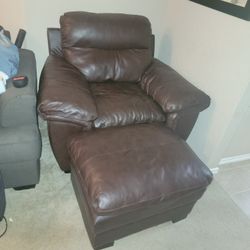 Brown Arm Chair With Ottoman