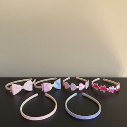 Girls Glitter Headbands Set of 6 Bow Heart Star Pink Multicolor One Size