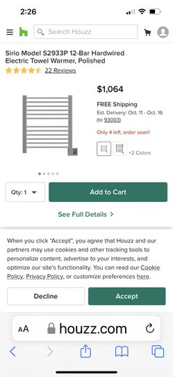 Silver Towel Drying Rack Never Installed