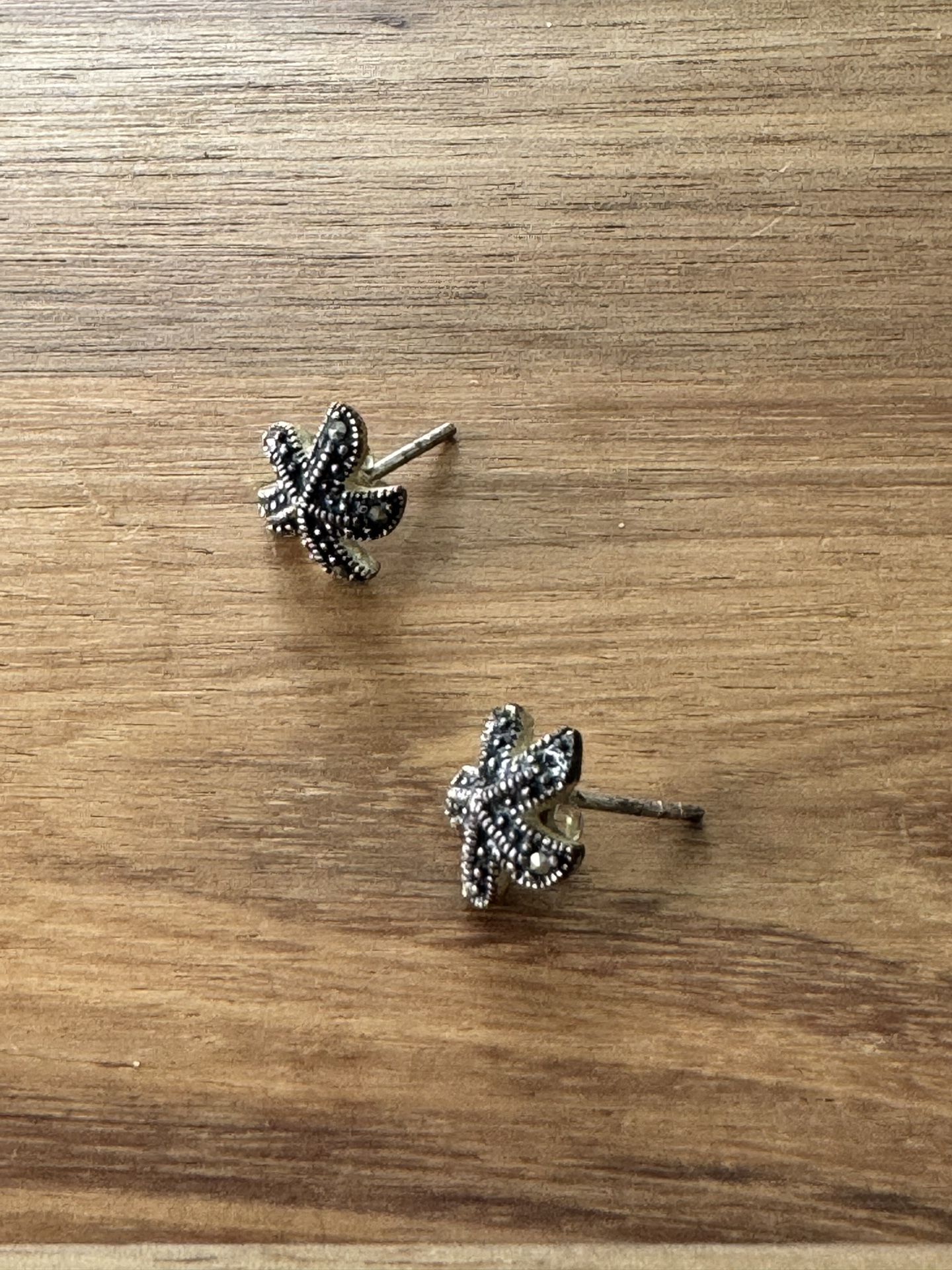 Sterling Silver Marcasite, Star Fish Earrings