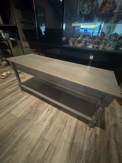 Grey entry bench with storage