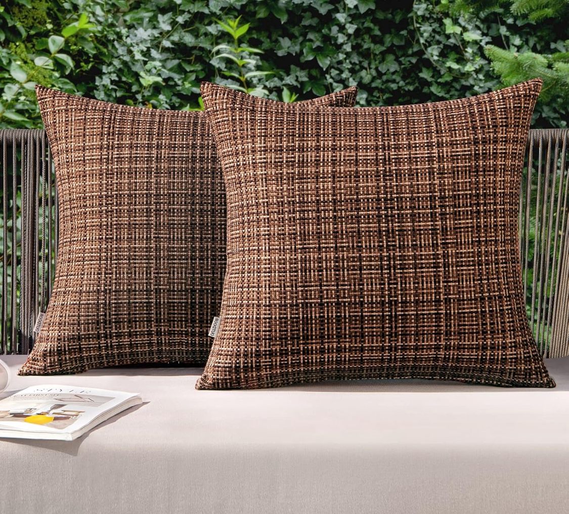 MIULEE Outdoor Waterproof Throw Pillow Covers Decorative Farmhouse Water Resistant Cushion Covers for Tent Patio Garden Couch Sofa Pack of 2, 18x18 In