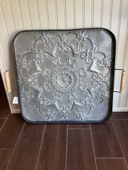 Rustic Farmhouse Wall Decor - Hanging Metal Tray