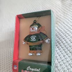 Crystal Snowman Green Bay Packers Ornament
