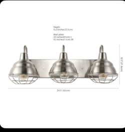 Levi Iron Industrial Farmhouse 24.5-in 3 Light Polished Nickel Rustic Bathroom Vanity light