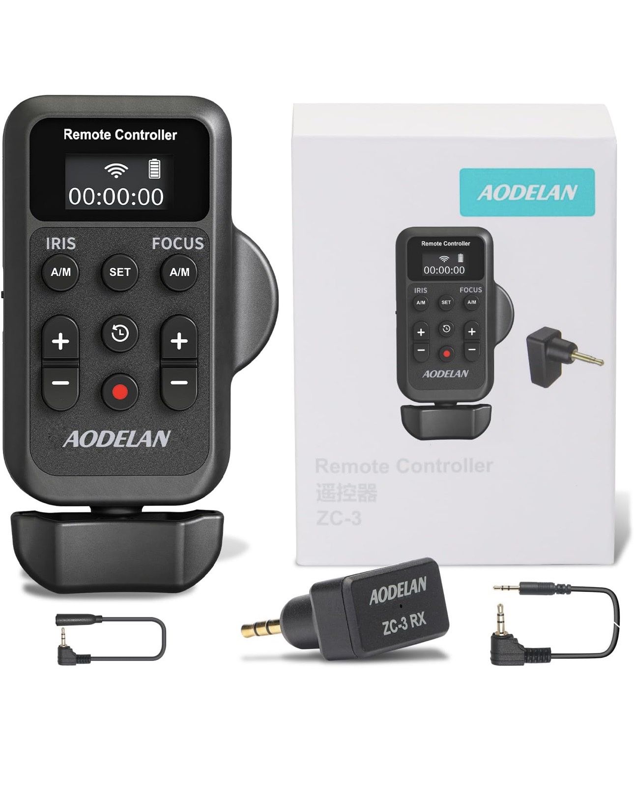 Wireless Camcorder Lanc Zoom Controller, Wired Remote Control with 2.5mm Jack Cable, IRIS, Focus, Video Recording and Zoom Commander with Lanc or Remo