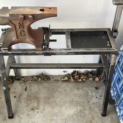 NC farrier Anvil with stand, spring loaded clamp and various tools