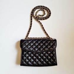 Rebecca Minkoff Quilted Black Leather Gold Chain Purse! for Sale