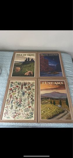 Framed Vintage Travel & Botanical Puzzles (Set of 4) — 22" x 29"