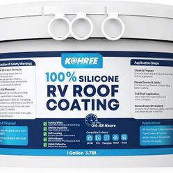 RV Roof Coating 1 Gallon, 100% Silicone RV Roof Sealant, No Primer Needed, Waterproof Solar Reflective Flexible RV Sealant for EPDM, TPO, Campers, Tra