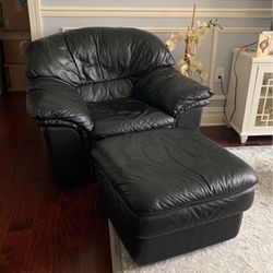 Natuzzi Leather Single Sofa w/ Ottoman
