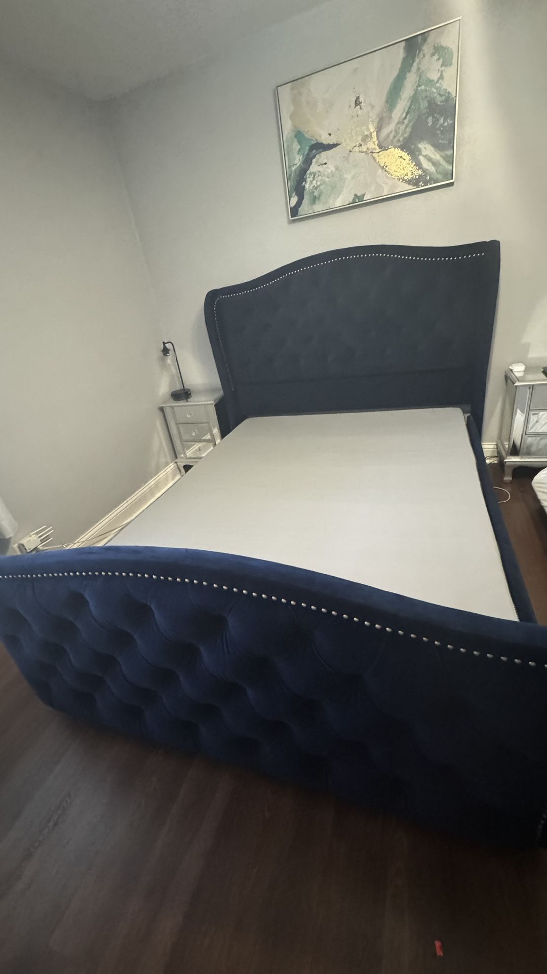 Queen Velvet Upholstery Bed