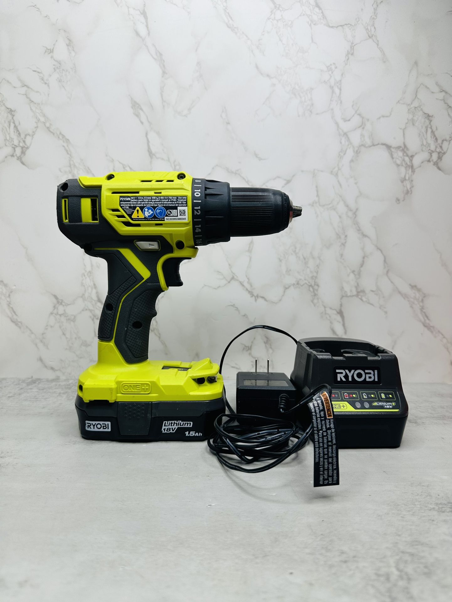 Ryobi One + P215VN 1/2" Drill 18 Volt and Battery With Charger