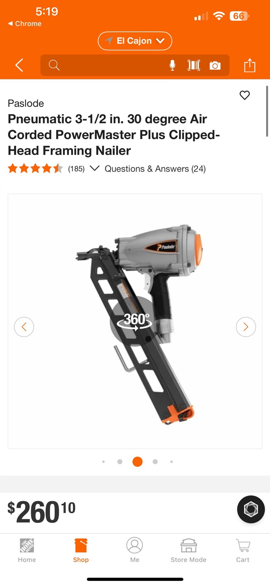 Paslode Pneumatic 3-1/2 in. 30 degree Air Corded PowerMaster Plus Clipped-Head Framing Nailer