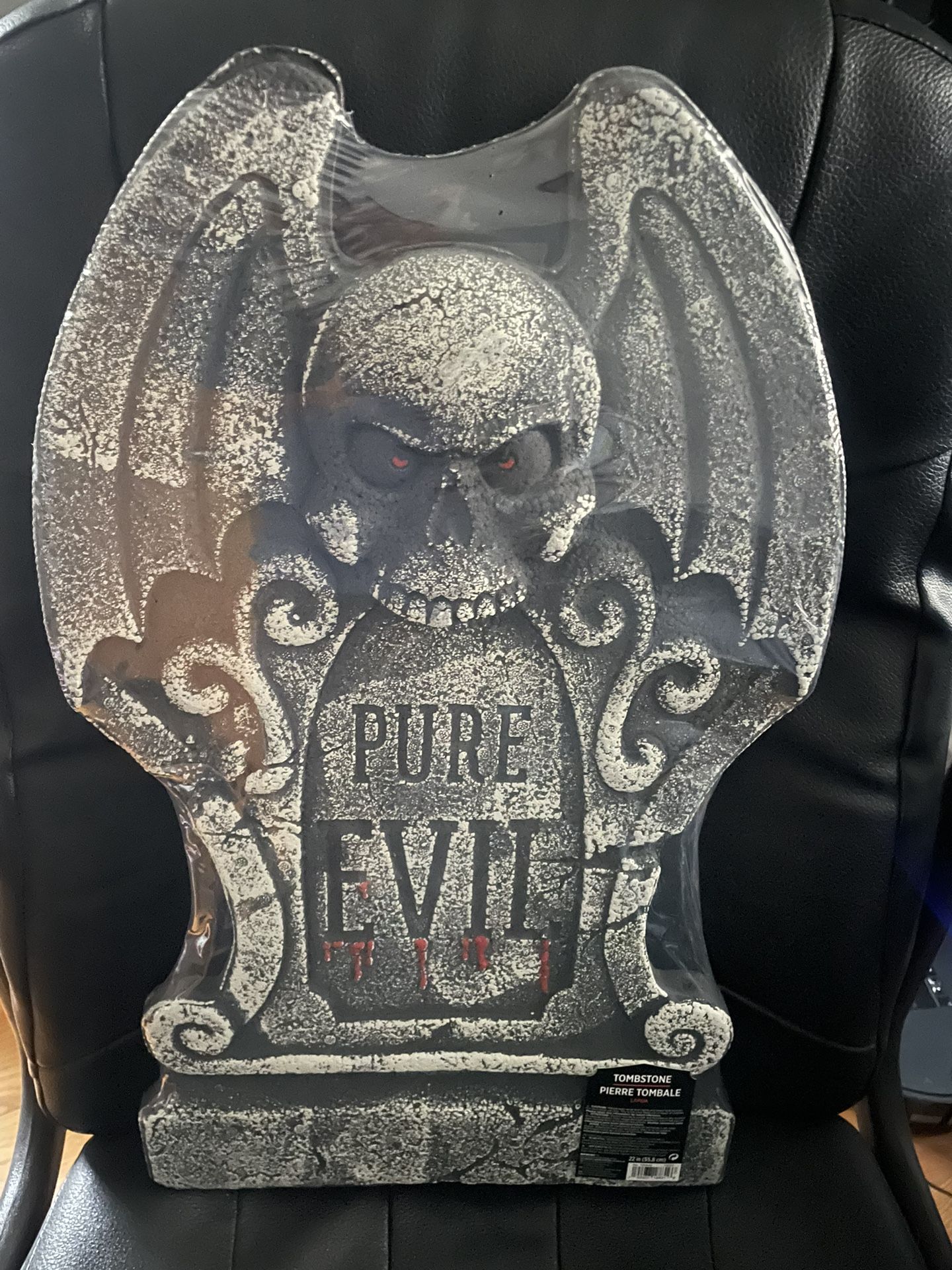 NEW - 23” Pure Evil Styrofoam Tombstone Gravestone- Halloween