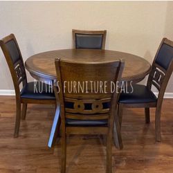 5-pc Dining Table Set Walnut Finish 