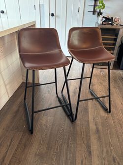 Leather Bar Stools x2