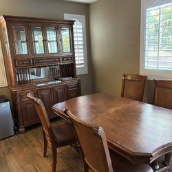 Free- Dining Room Table, 4 Chairs, And Hutch