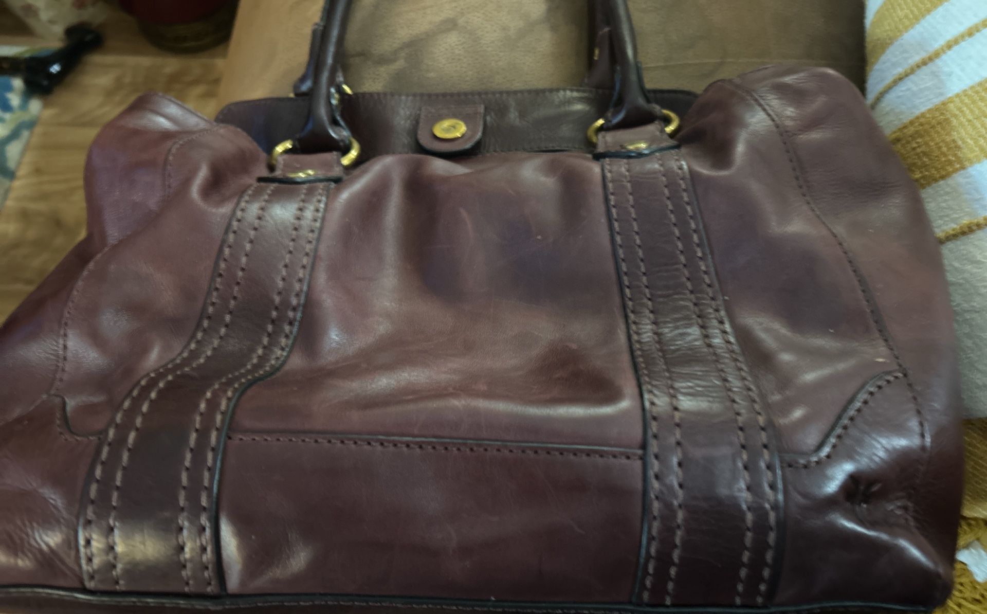 A FRYE Leather Purse Wine Colored, Gently Used