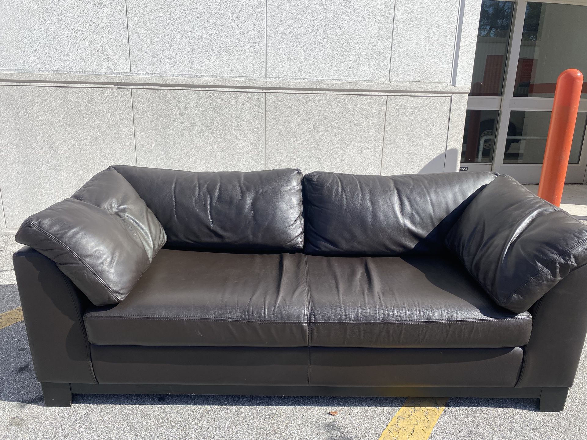 Dark Brown Leather Sofa