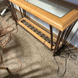 Modern Console Table w/ Glass Top – Entryway / Sofa Table