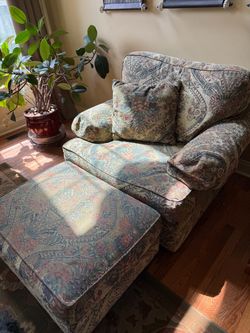 Oversized Armchair and Ottoman Set