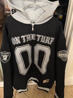 RAIDERS BORN X RAISED HOODIE LARGE NEW